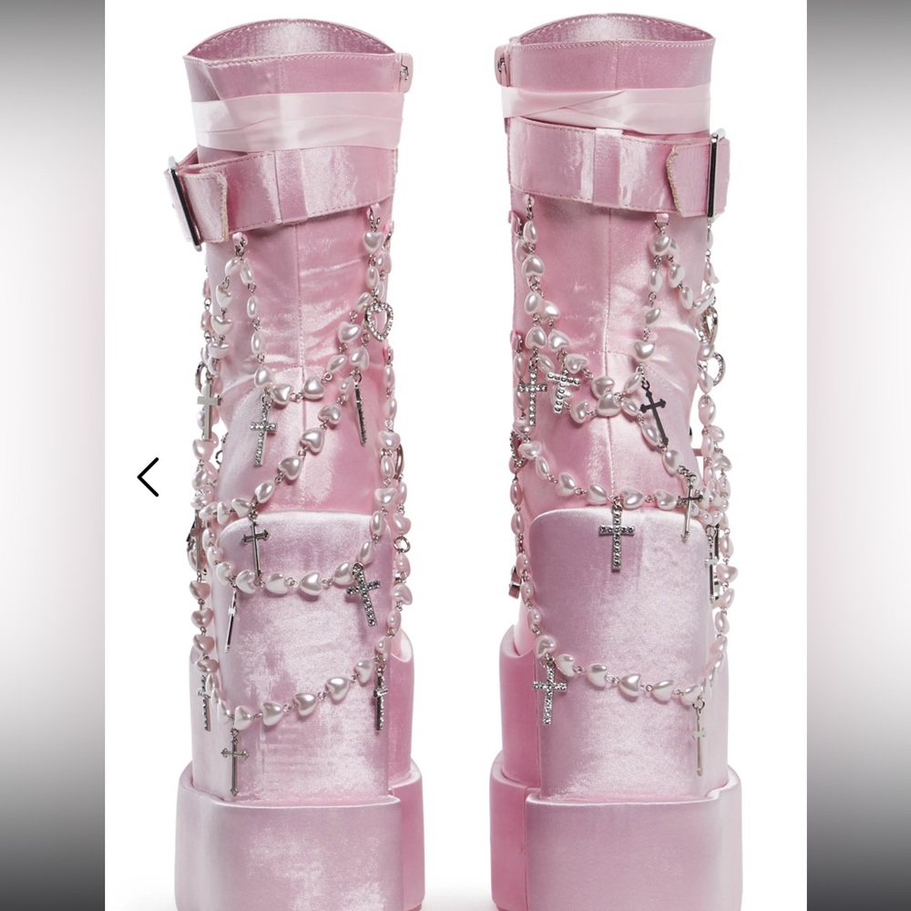 Sugar Thrillz Pink Holy Revelation Traitor Platform Boots - Picture 8 of 12